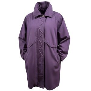 London Fog Vintage Purple Trench Coat Womens 8 Oversized Y2K 90s 80s